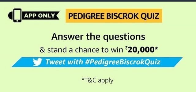 Amazon Pedigree Biscrok Quiz Answer
